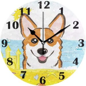 Summer Corgi Dog Beach Wall Clock