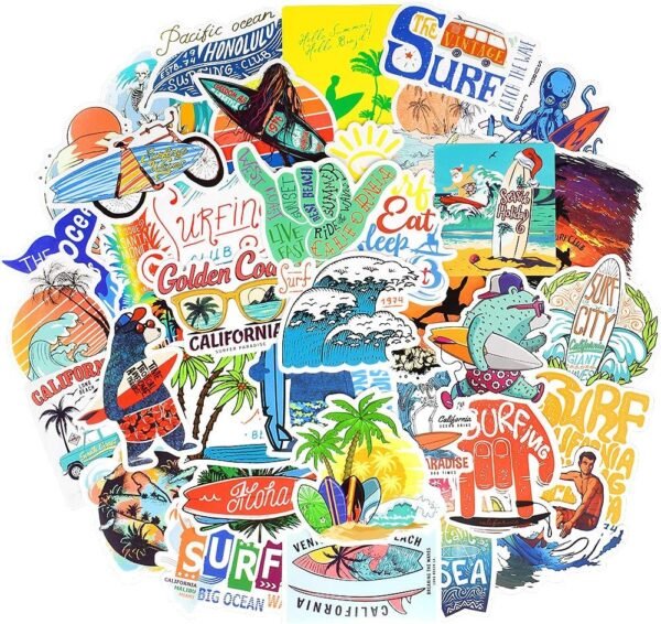 Surf Stickers for Teens - Waterproof Vinyl Stickers