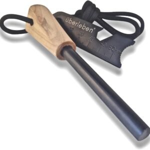 Survival Fire Starter with Ferro Rod & Wood Handle