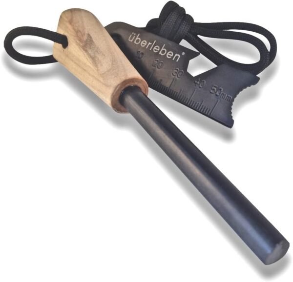 Survival Fire Starter with Ferro Rod & Wood Handle