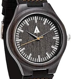 Treehut Men’s Wooden Leather Strap Watch