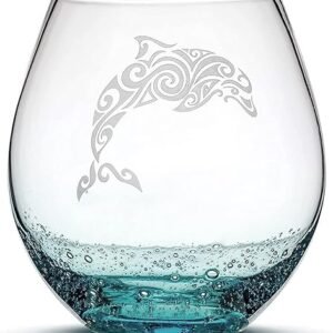 Tribal Dolphin Stemless Wine Glass