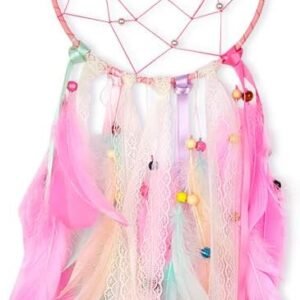 Unicorn Dream Catcher: Colorful Feathers, Handmade