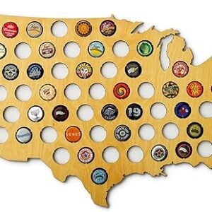 USA Beer Cap Map – Handcrafted Wood – Made in USA