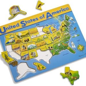 USA Map Wooden Puzzle: Melissa & Doug (45 pcs)