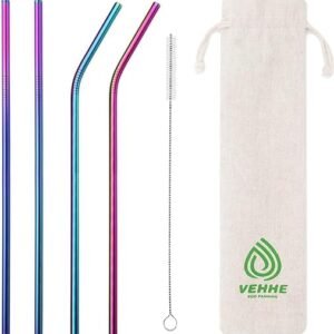 VEHHE Rainbow Stainless Steel Reusable Straws