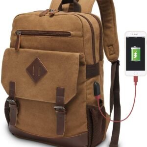 Vintage Canvas Laptop Backpack with USB