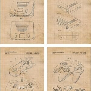 Vintage Video Game Patent Prints, 4x8x10 Unframed