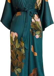 Watercolor Floral Charmeuse Kimono Robe