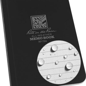 Weatherproof Pocket Notebook, Black Cover, Universal Pattern