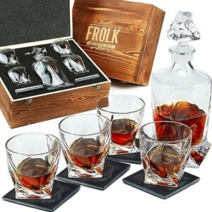 Whiskey Decanter Set with Twisted Glasses
