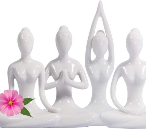 White Ceramic Yoga Pose Figurine Set