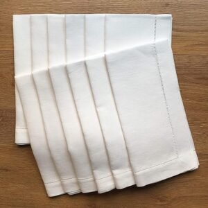 White Linen Hem Stitch Napkins - 12 Pack