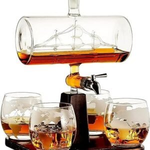 Wine Savant Whiskey & Wine Decanter Set with Globe Glasses