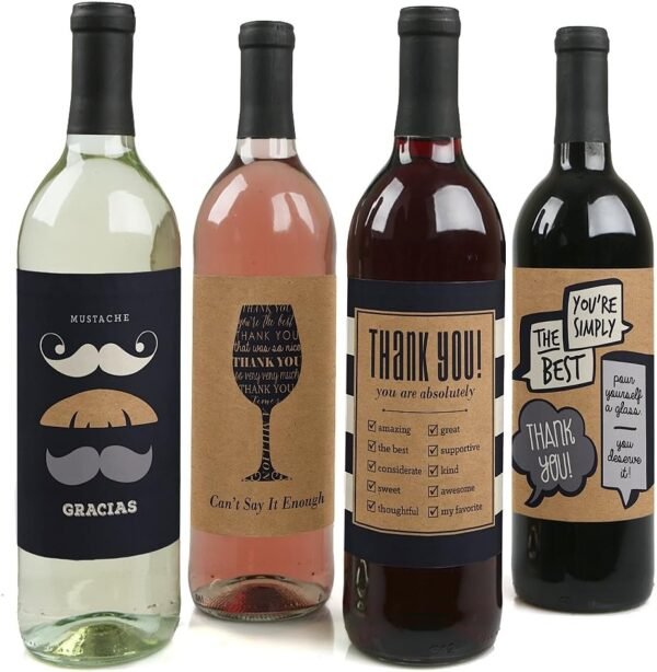 Women's Wine Bottle Label Stickers - Set of 4