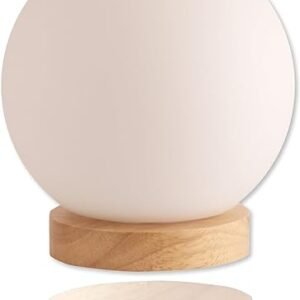 Wooden Base Bedside Lamp with LED Bulb