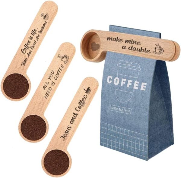 Wooden Coffee Scoop and Bag Clip