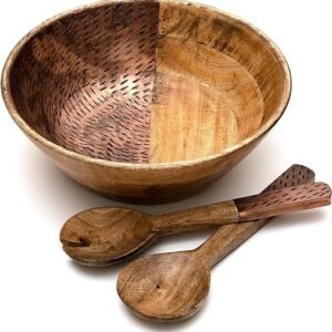 Wooden Salad Bowl Set with Utensils