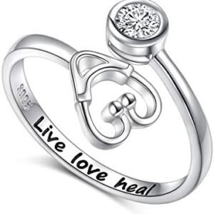 Yearace Live Love Heal Stethoscope Ring